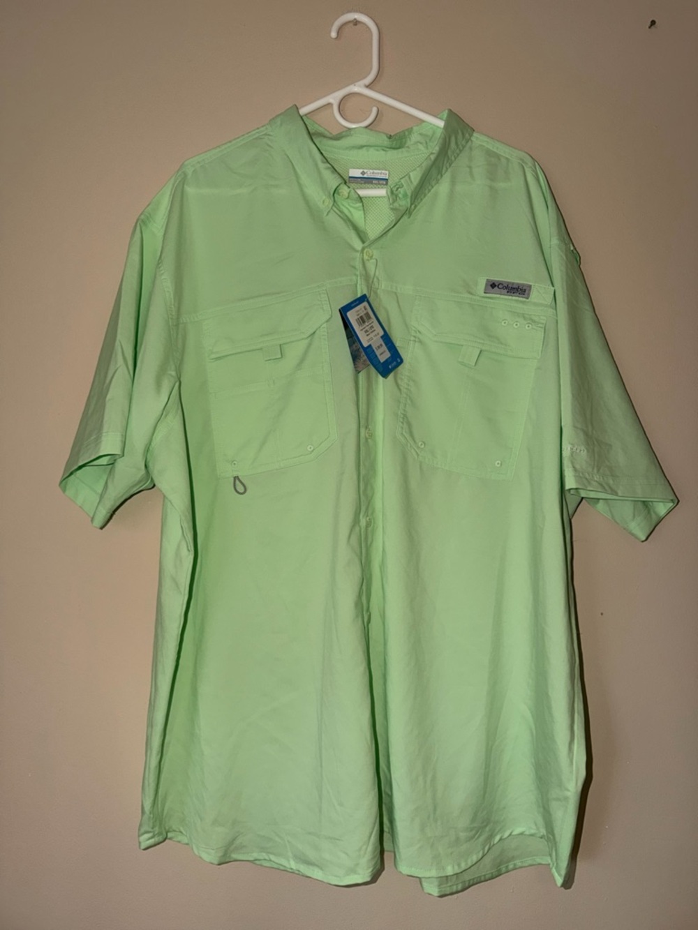 NWT Columbia Men's Short Sleeve Fishing Shirt - Lime Green